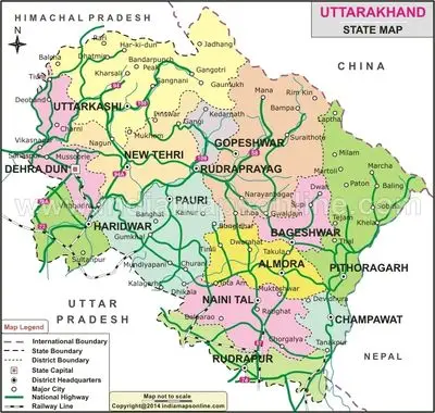 Uttarakhand Districts Map